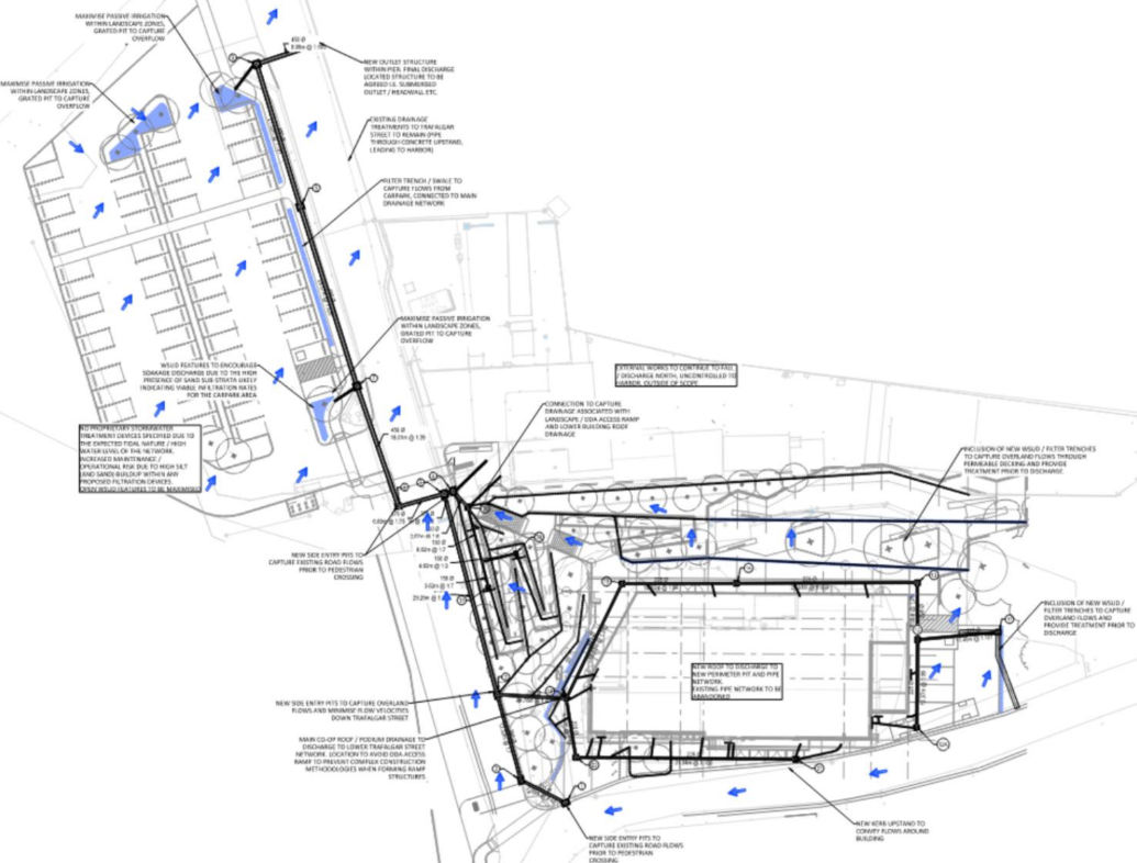 Drainage strategy plan for a commercial redevelopment and car park